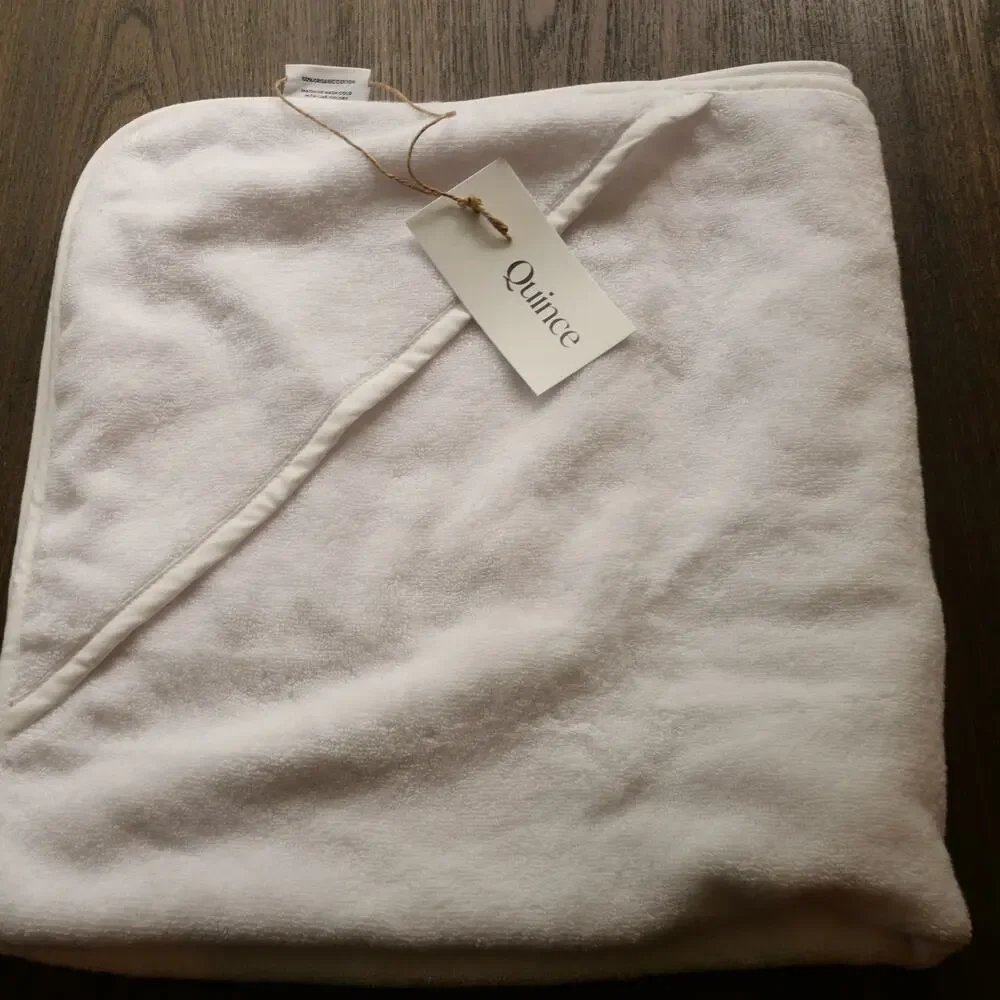 NEW 4 Pack Quince White Organic Turkish Cotton Kids Baby Hooded Towel Set